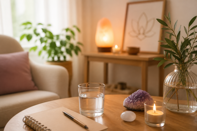 Espace chaleureux pour le temps d'échange avant une séance énergétique