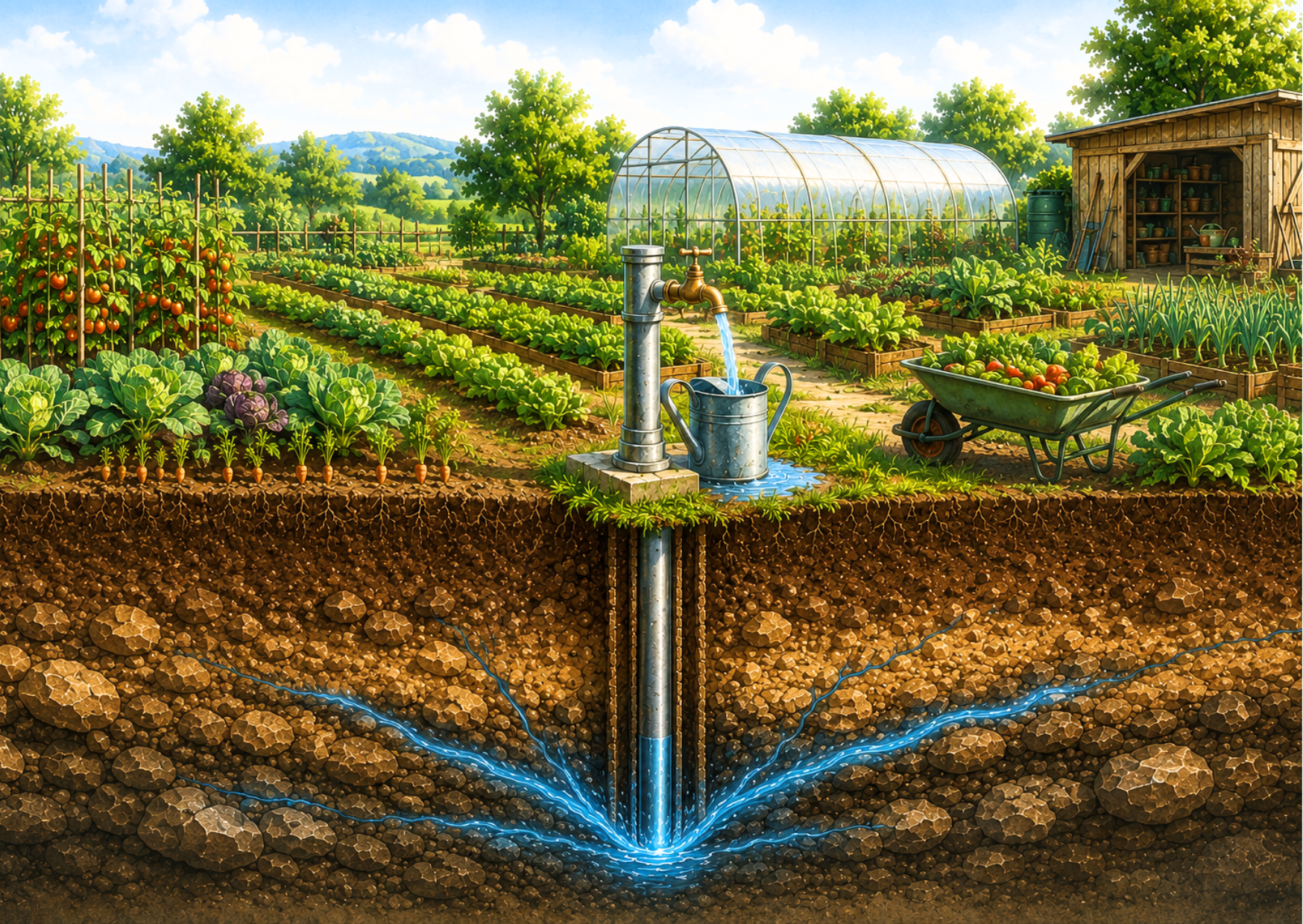 Maraîchage avec forage pour l'irrigation des cultures