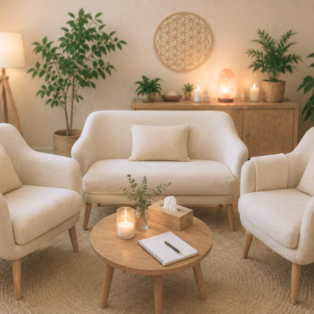 Espace chaleureux pour une séance de relation d'aide en couple