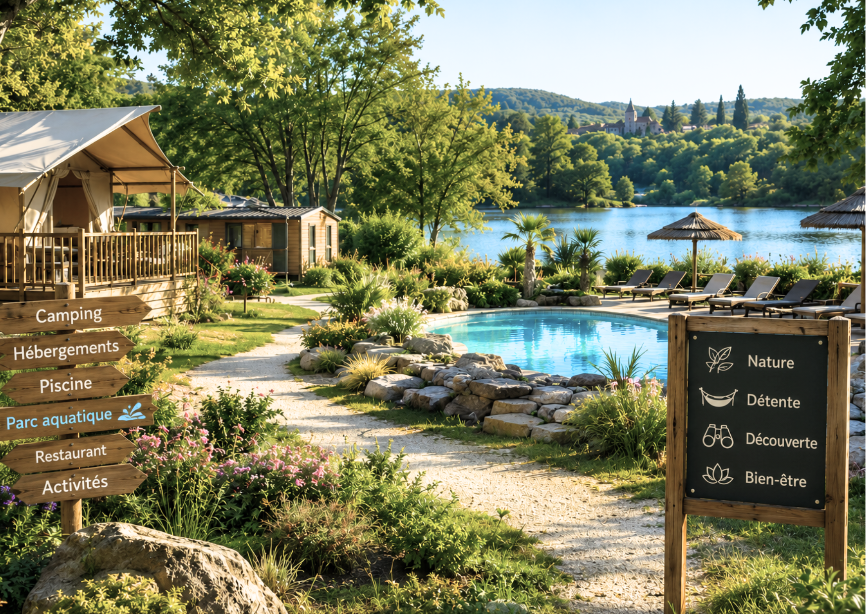 Domaine touristique aménagé autour d'une ressource en eau