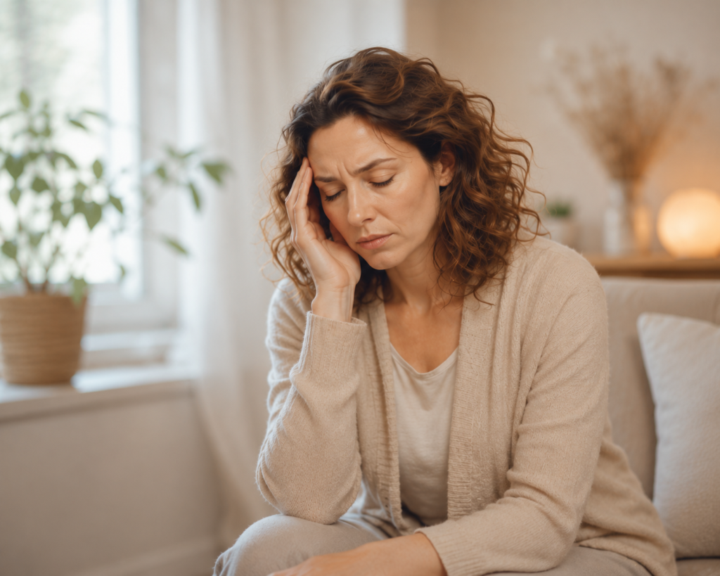 Femme ressentant fatigue et déséquilibre énergétique